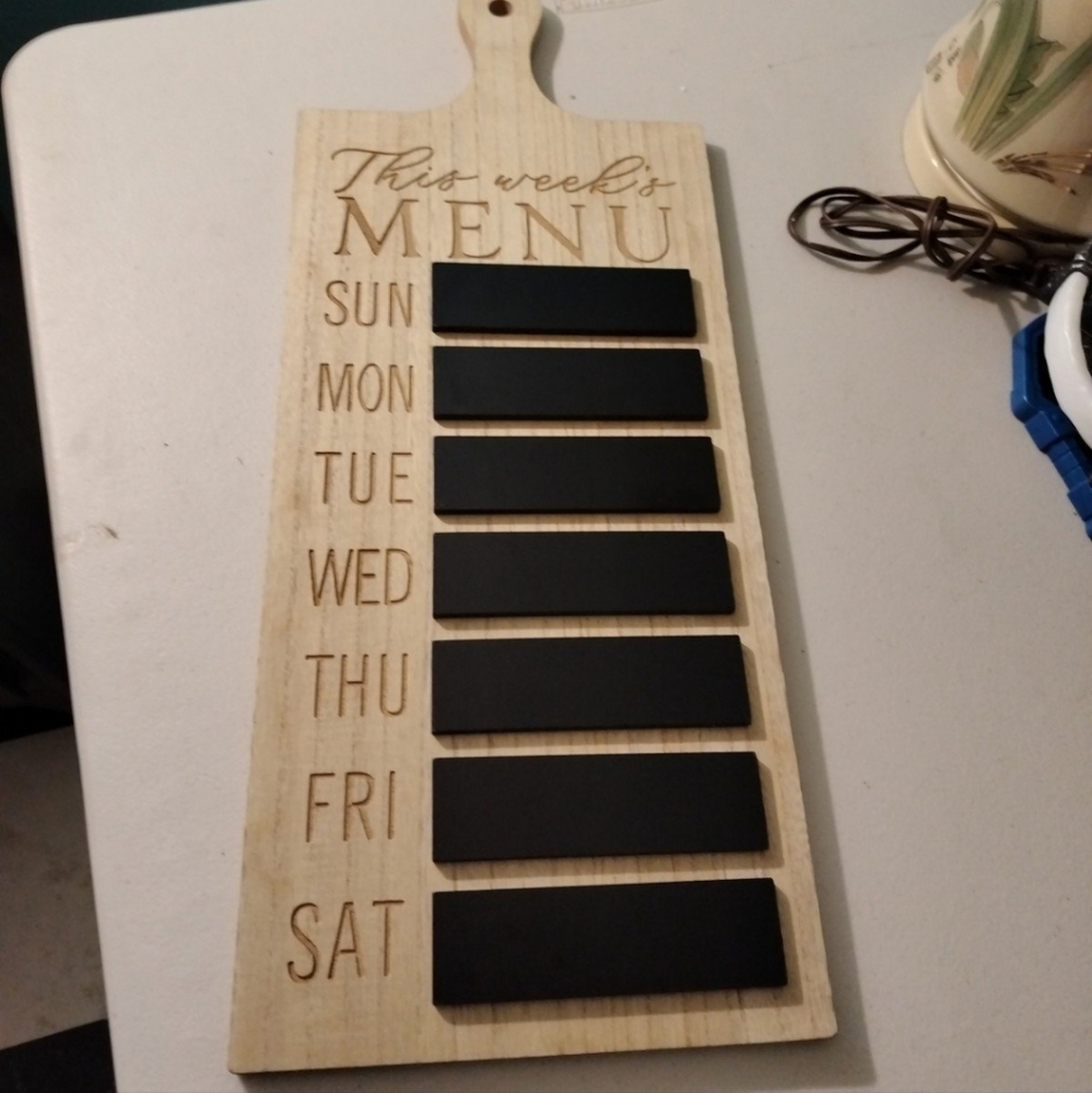 Weekly hanging chalkboard menu board